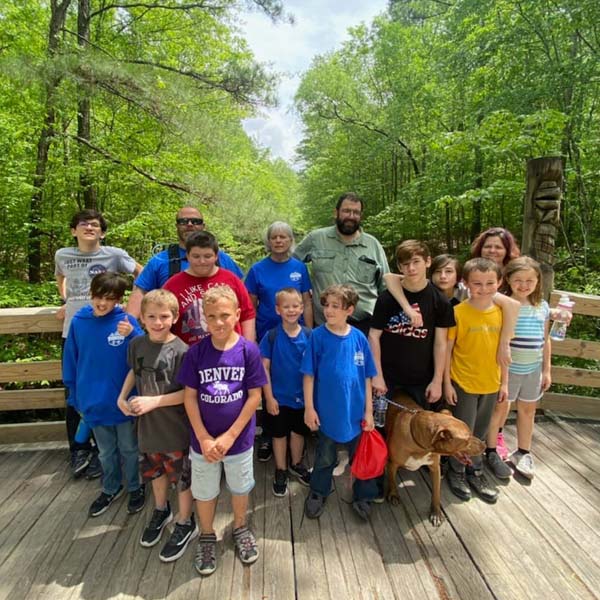 Group photo of Cub Scouts outdoors