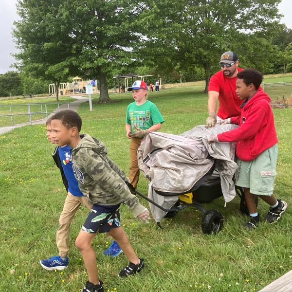 Scouts cleaning park