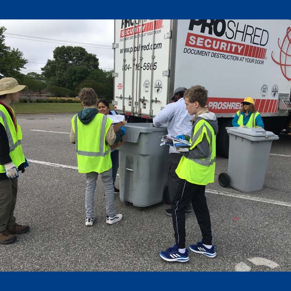 Scouts volunteering at Earth Day Recycling Zone