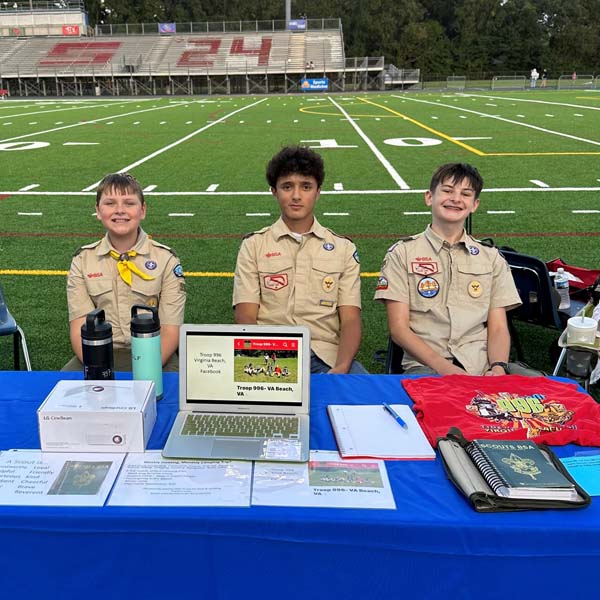 Scouts from Troop 996 at a recruiting table
