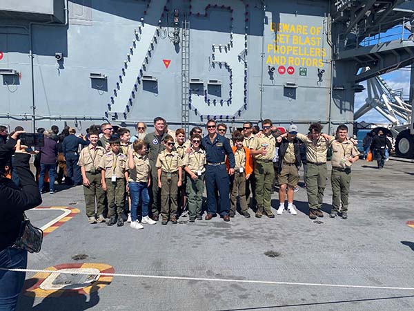 Scouts from Troop 179 aboard the USS George Washington for a friends and family day cruise