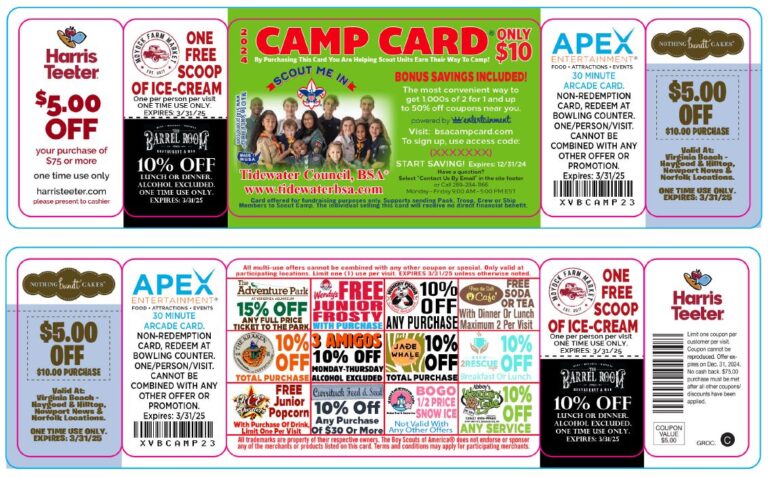 Photo of 2024 Camp Card with North Carolina vendors