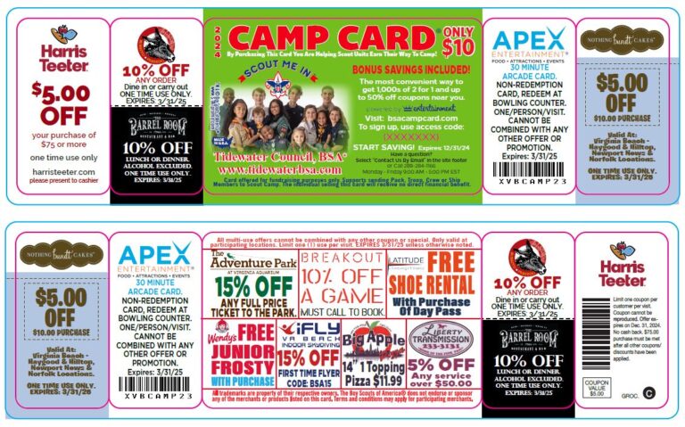 Photo of 2024 Camp Card with Virginia vendors
