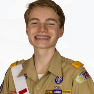 Photo of David Gosik in Scout uniform with OA sash