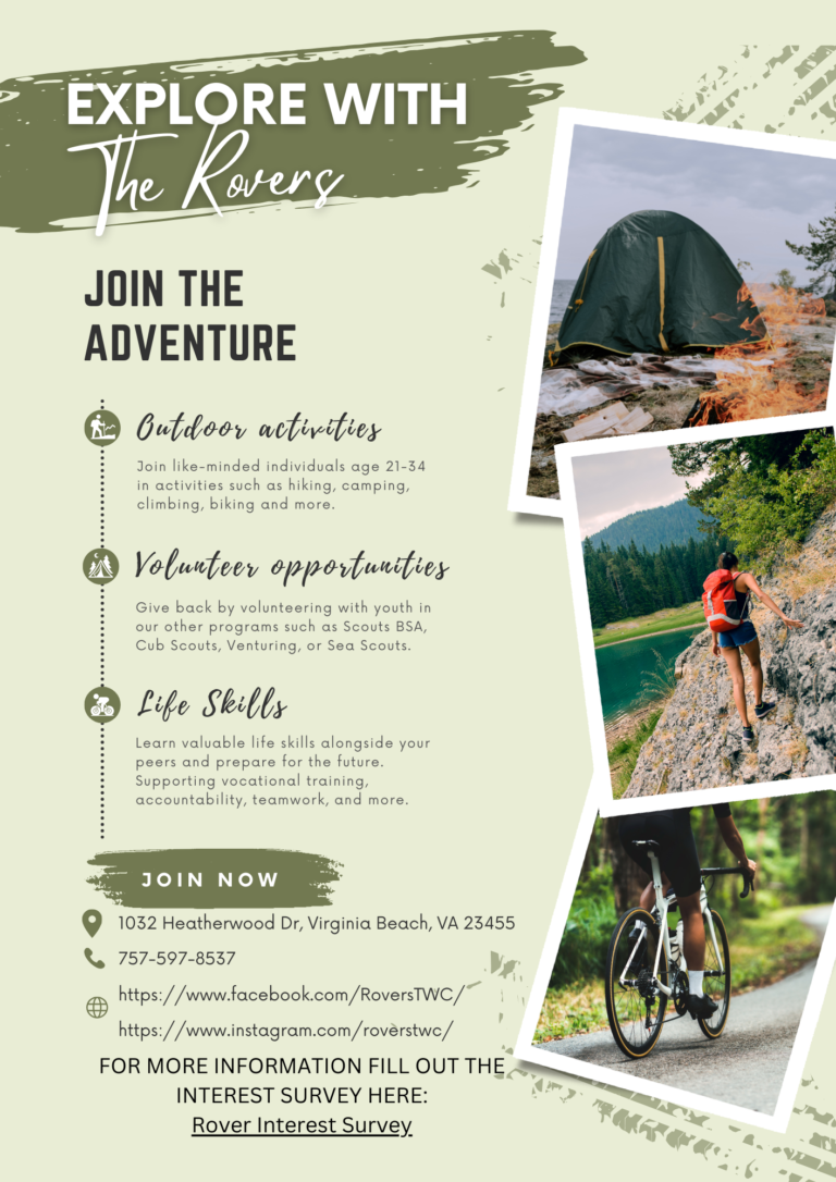Explore with the Rovers flyer thumbnail. Join the adventure. Outdoor activities. Volunteer opportunities. Life skills.