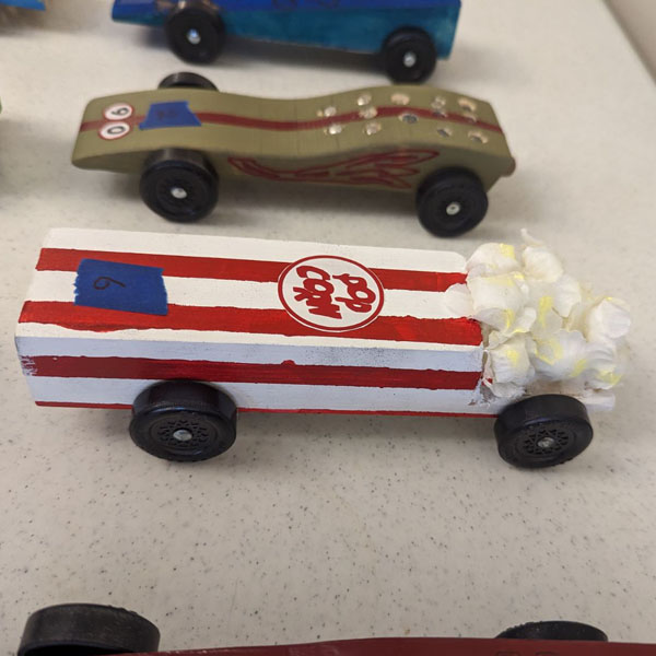 Popcorn car at Pack 991 Pinewood Derby