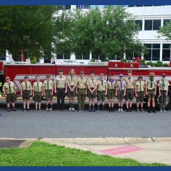 Scouts from Troop 57 and Troop 413 at the 2024 City of Chesapeake Memorial Day Ceremony