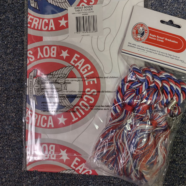 Eagle Scout table covers and Eagle Scout graducation cords