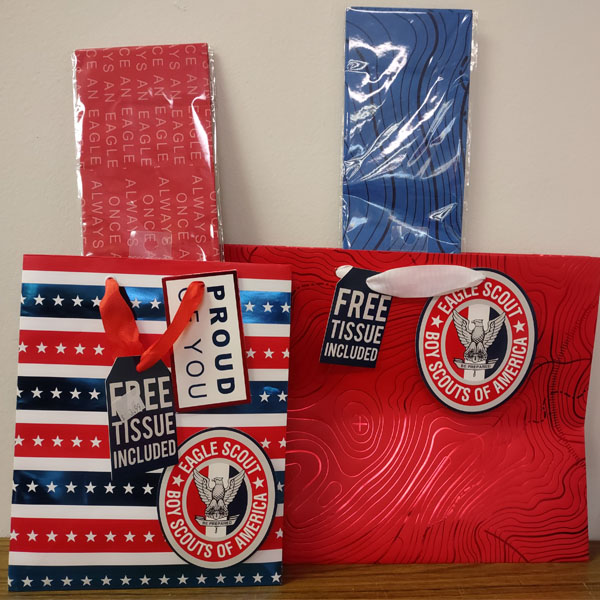 Eagle Scout gift bags with tissue paper