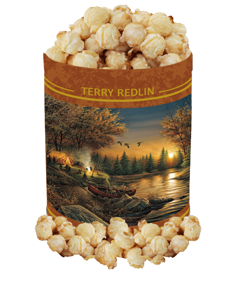 Photo of Cinnamon Roll Popcorn in Evening Solitude tin