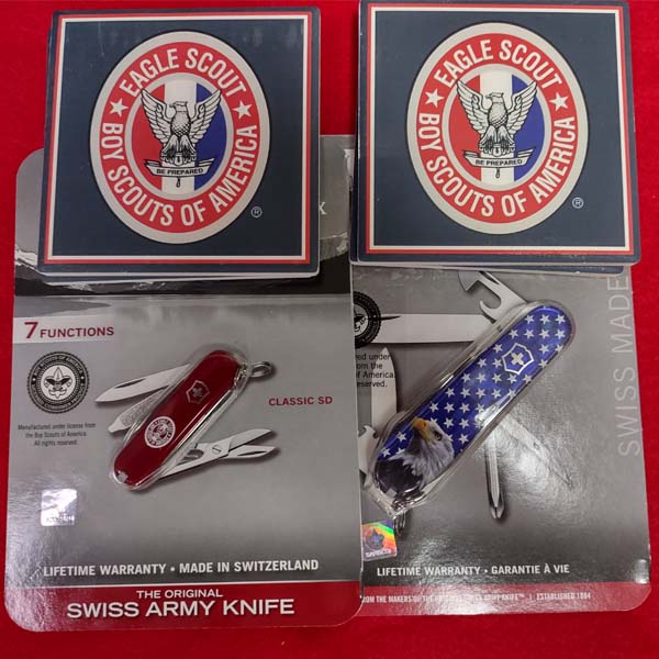 Eagle Scout pocket knives and Eagle Scout coaster set