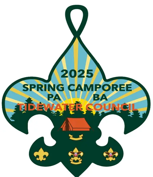 Patch design for 2025 Spring Camporee, Princess Anne and Bayside Districts, Tidewater Council