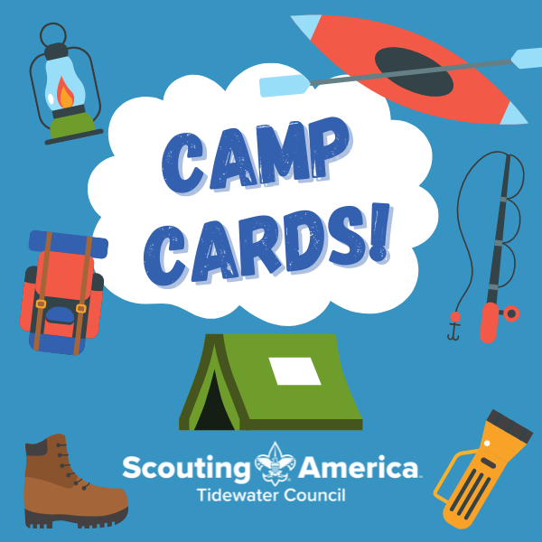 Camp Cards Scouting America Tidewater Council graphic