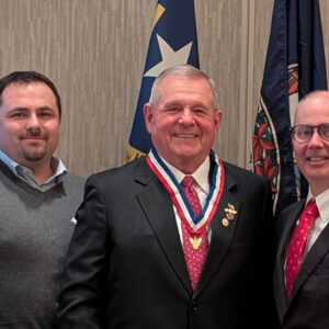 Distinguished Eagle Scout presentation to Chuck Kubic on January 21, 2025 in Virginia Beach, VA. (from left): Scout Executive Jamie Parnell, Vice President of Camping Wes Parker, Distinguished Eagle Scout Chuck Kubic, Council President John Scheib, and Council Commissioner Tim Briggs