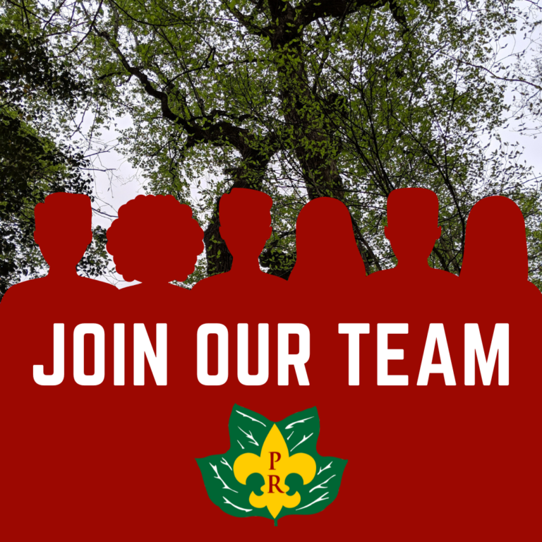 Join Our Team graphic with Pipsico Scout Reservation logo