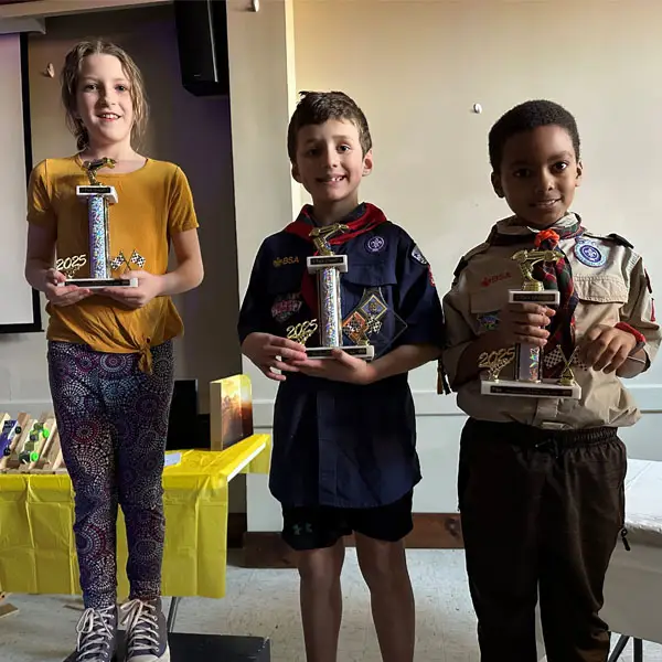 Overall winners from Cub Scout Pack 374's Pinewood Derby 2025