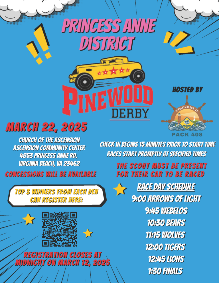 Thumbnail of flyer for Princess Anne District Pinewood Derby 2025