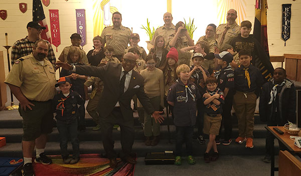 Cub Scout Pack 207 with Portsmouth, VA Mayor Shannon E. Glover