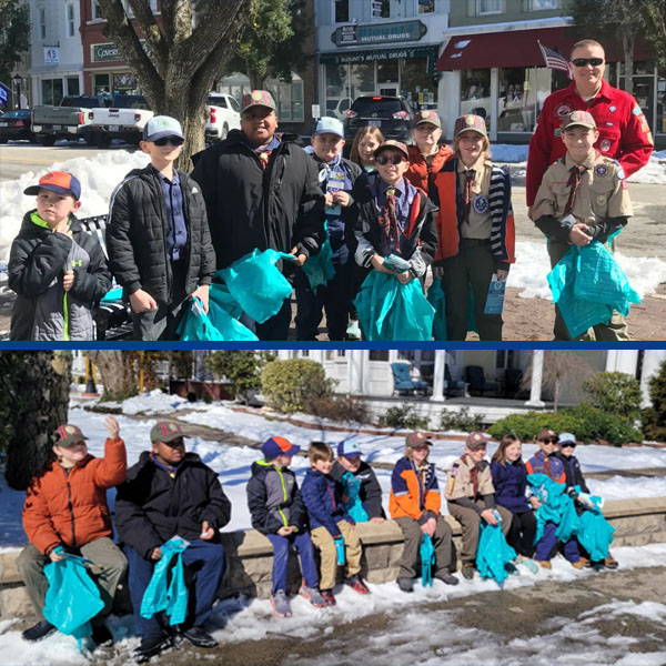 Cub Scout Pack 164 conducting the Scouting for Food Drive in Edenton, NC