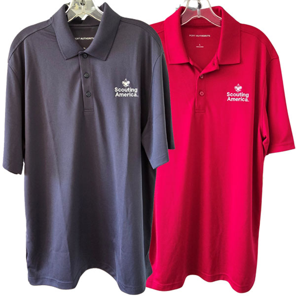 Gray and red Scouting America polo shirts