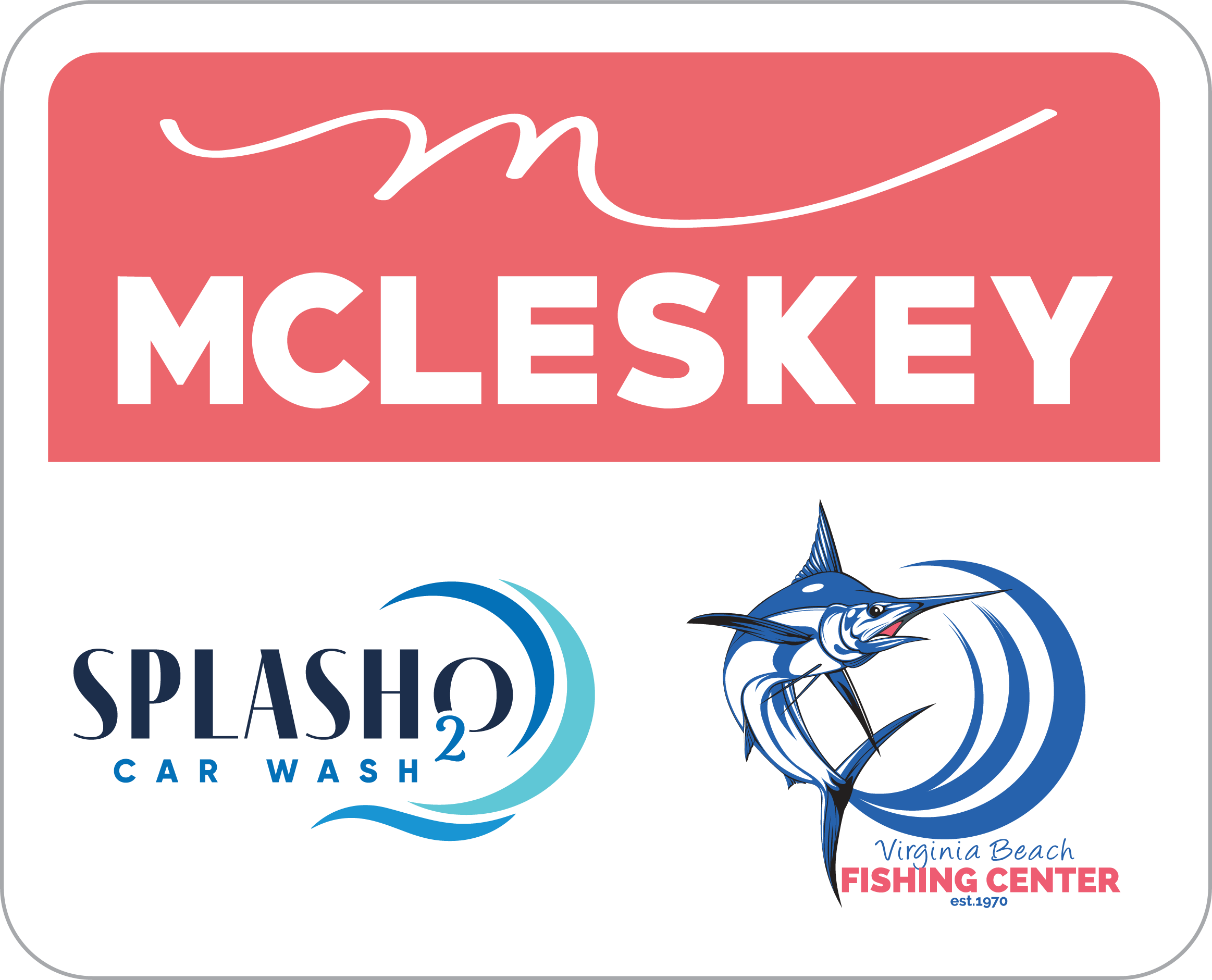 Logo for McLeskey, Splash2O Car Wash, and Virginia Beach Fishing Center