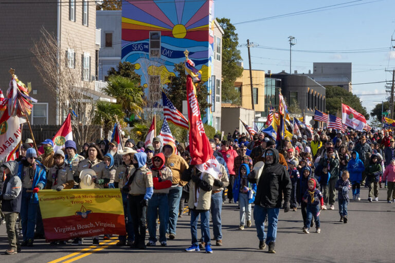 Photo of Scouts at the 2025 Tidewater Veterans Day Parade at the Virginia Beach Oceanfront