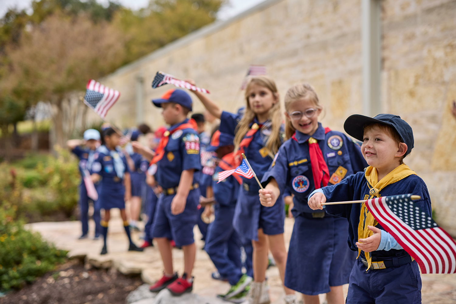 Scouts with American flags