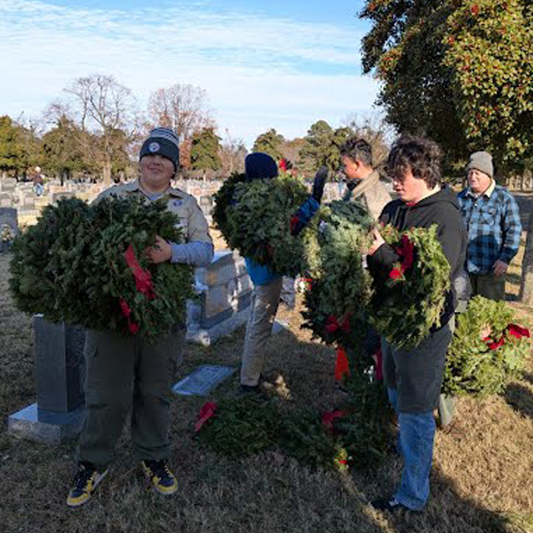 Scouts BSA Troop 5 at Wreaths Across America 2025 at Forest Lawn Cemetery, Norfolk, VA