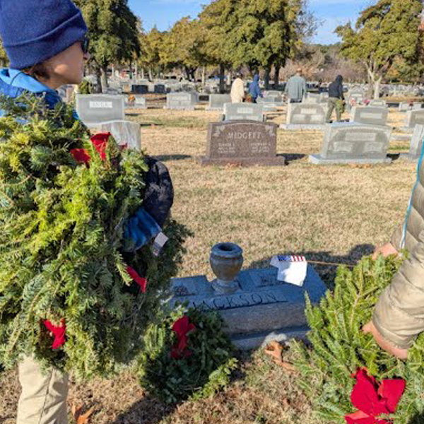 Scouts BSA Troop 5 at Wreaths Across America 2025 at Forest Lawn Cemetery, Norfolk, VA