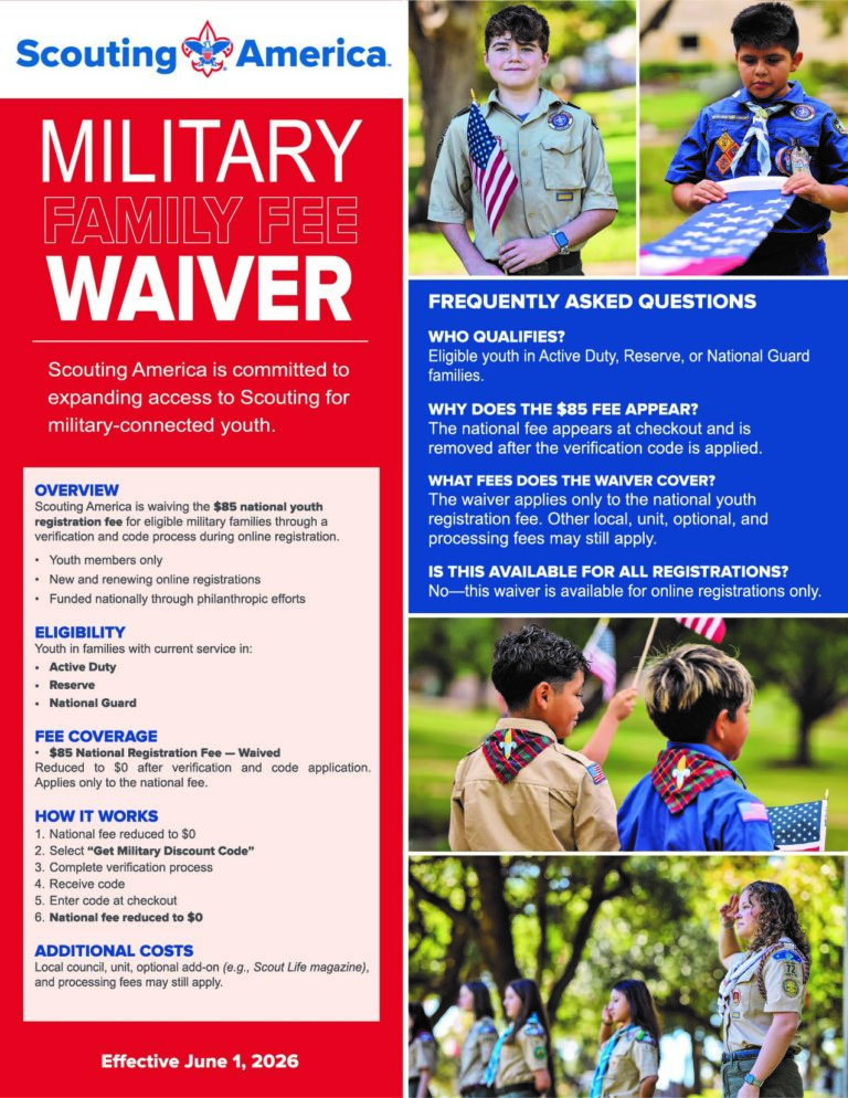 Fee Waiver for Military Families information