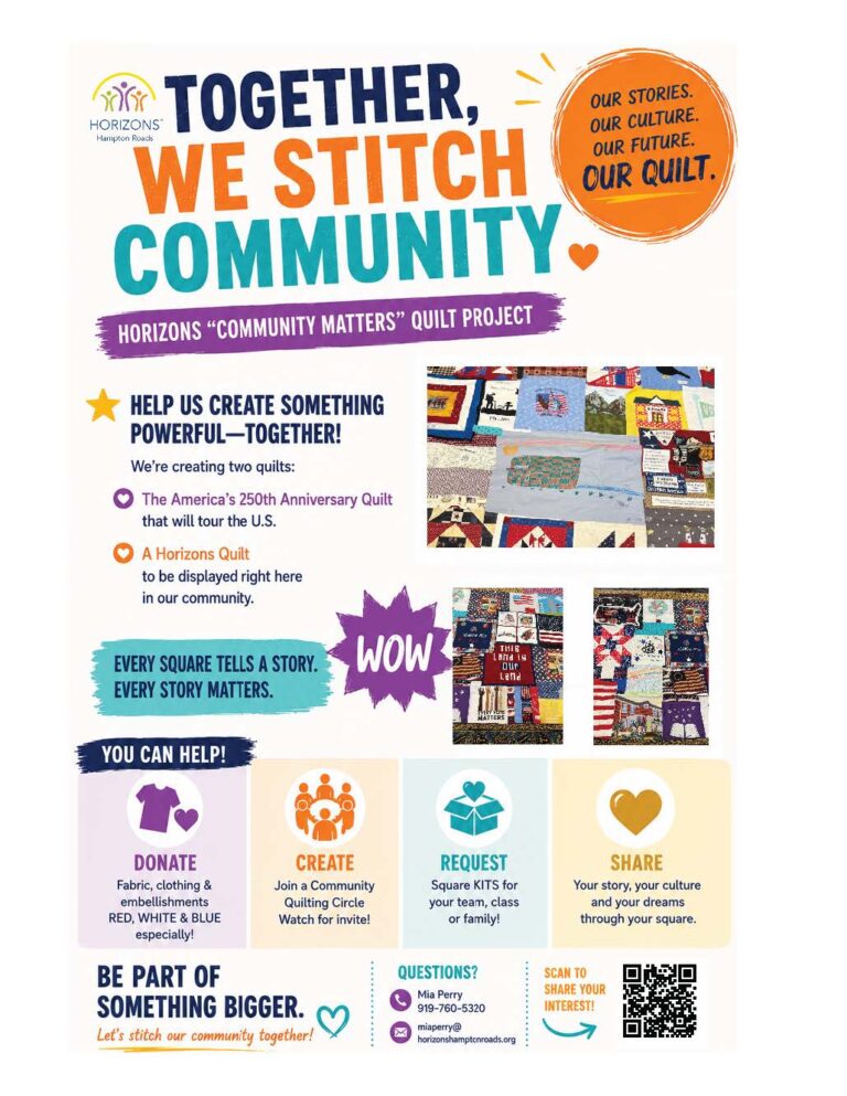 Thumbnail of flyer for Horizons Hampton Roads "Community Matters" Quilt Project