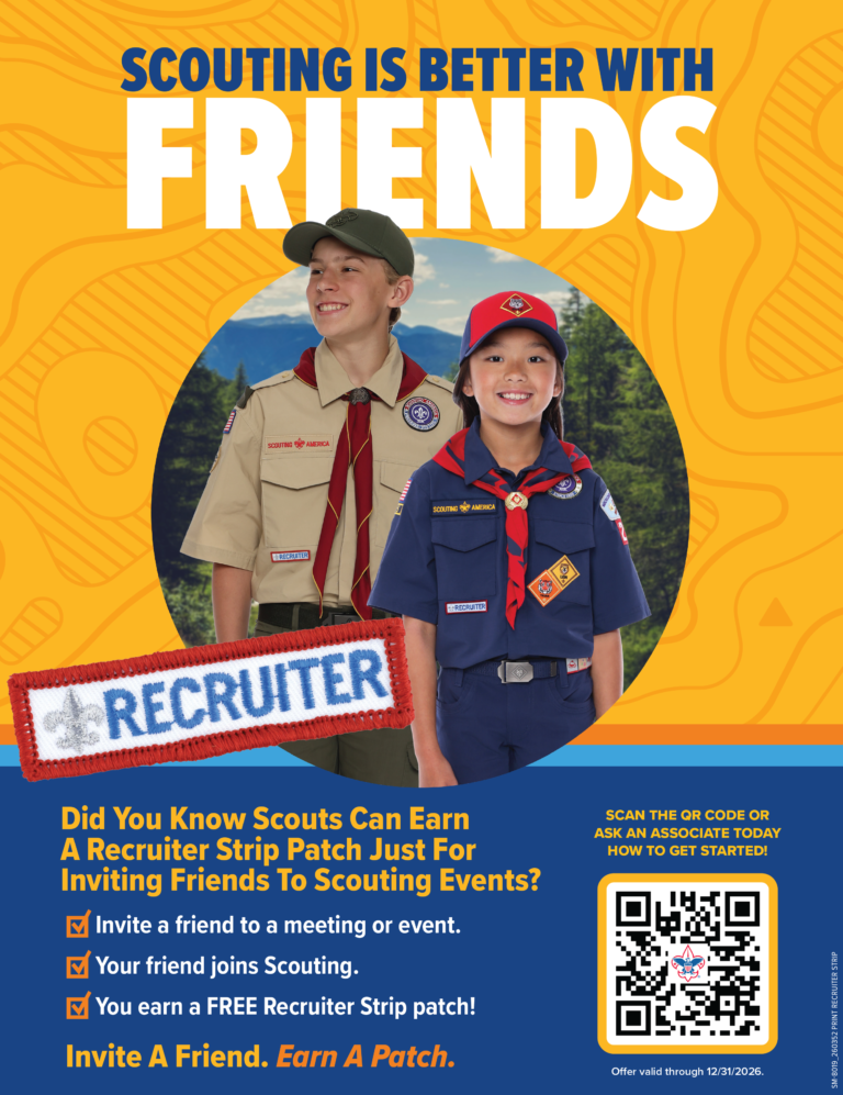 Scouting is Better with Friends. Recruiter patch flyer.