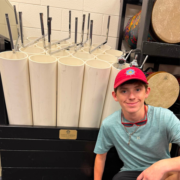 Carson C. with his Eagle Scout project at Butts Road Intermediate School in Chesapeake, VA