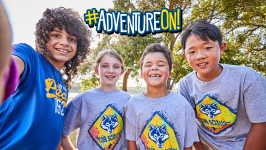 Group image of Cub Scouts with Adventure On text